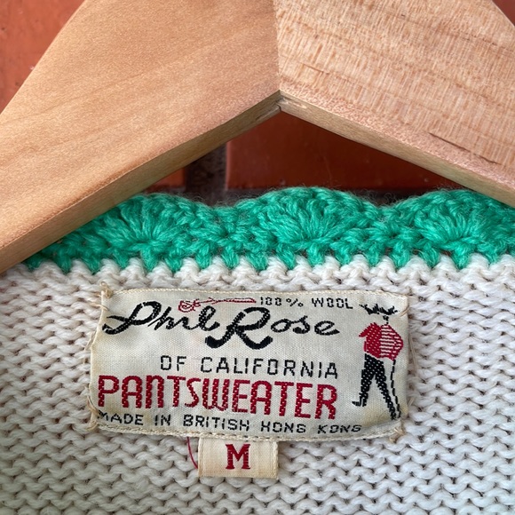 Vintage PHIL ROSE Women's Green White Sweater Vest  Size Medium - Picture 2 of 6